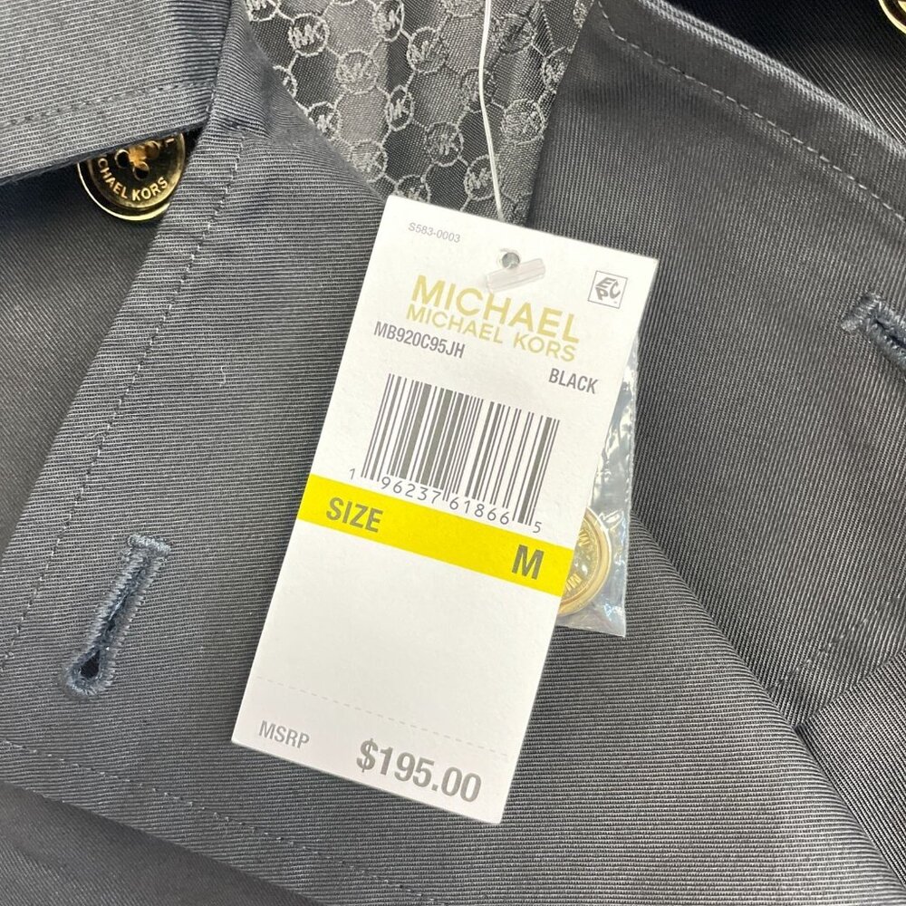 NEW Michael Kors Women's M Black Peacoat Jacket 100% Cotton - Picture 9 of 13